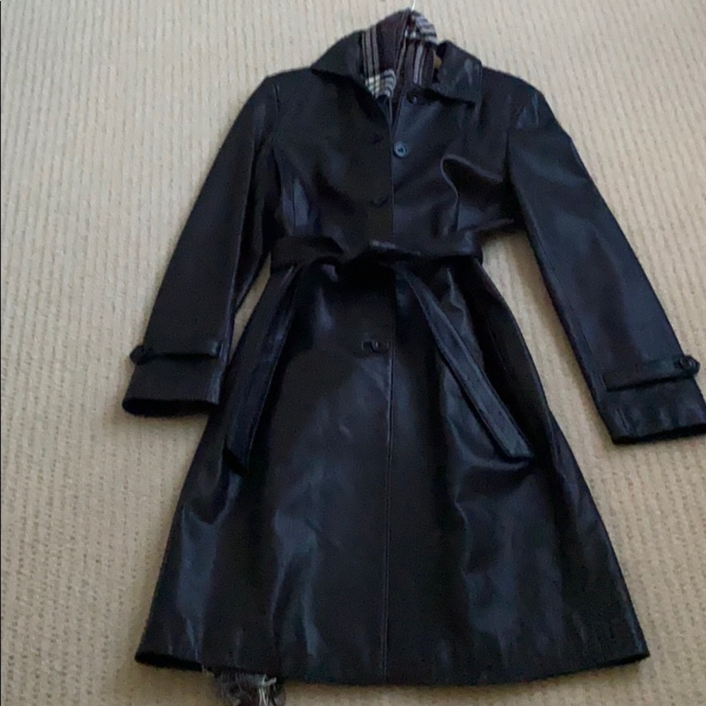 Black leather coat - knee length